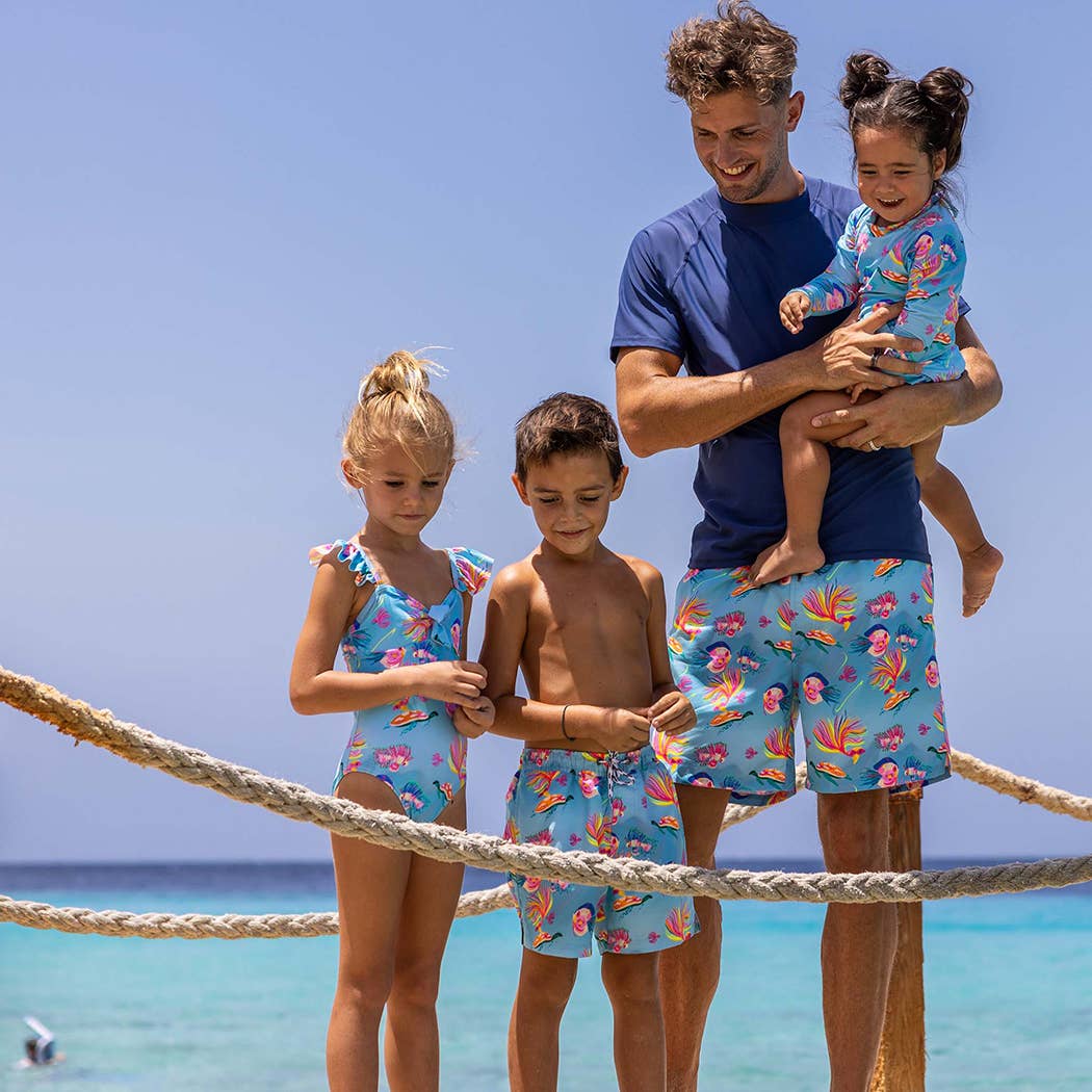 Kaleido Fish Sustainable Leg Frill Surf Suit