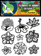 Flowers of Hawai'i Temporary Tattoo Sheet - (Black)