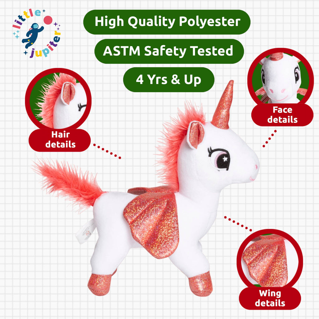 Pet Plush Set with Bag - White/Red Unicorn