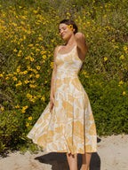 Golden Poppies Organic Midi Fit + Flare Dress