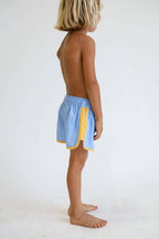 Of One Sea - Kid’s Boardie Watershorts in Light Blue and Yellow Colorblock