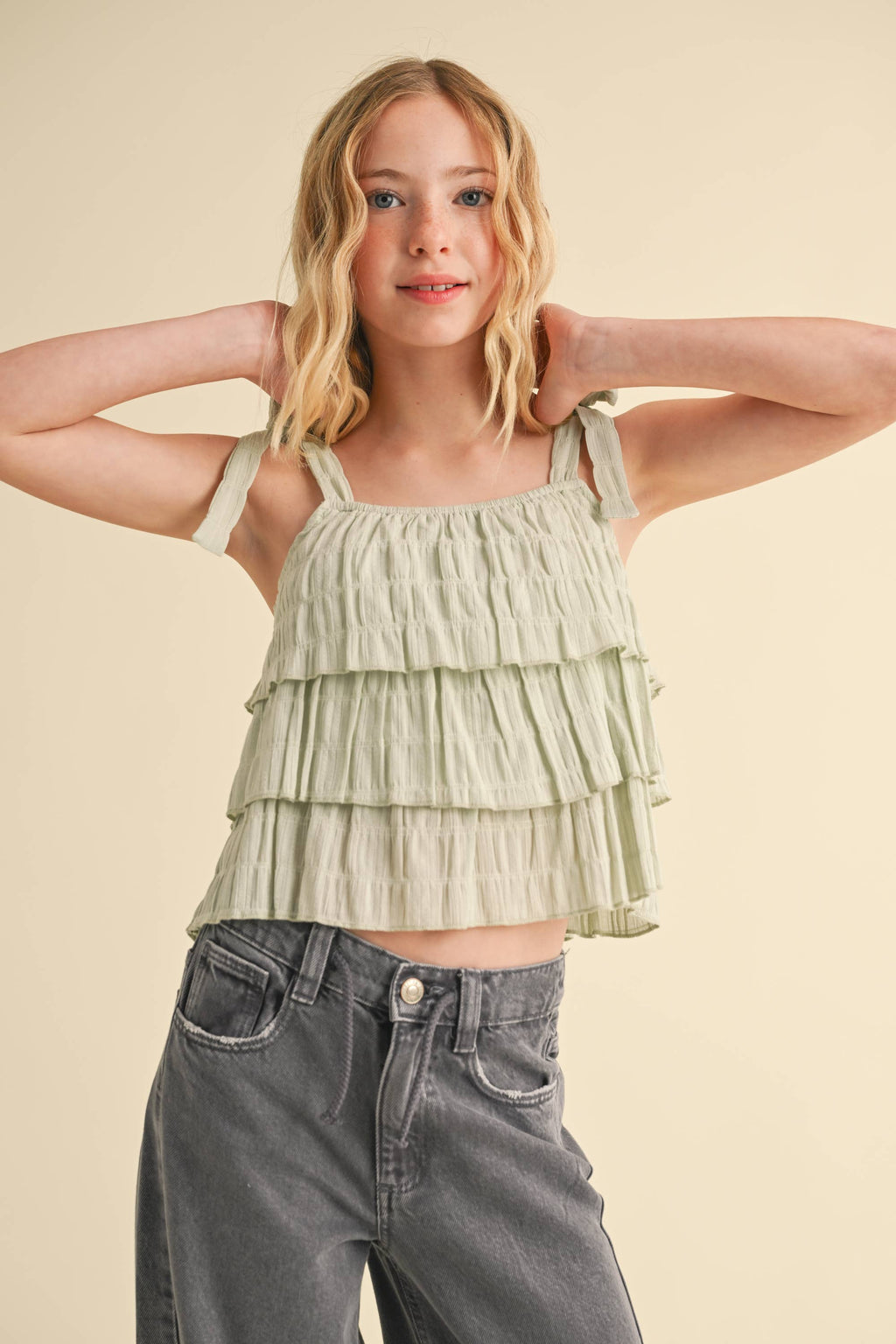 Tween girls sleeveless tiered top