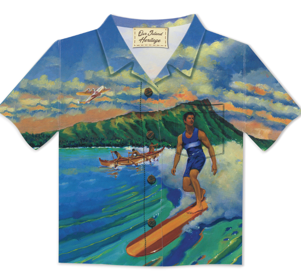 Aloha Shirt Greeting Card, Playground of the Pacific