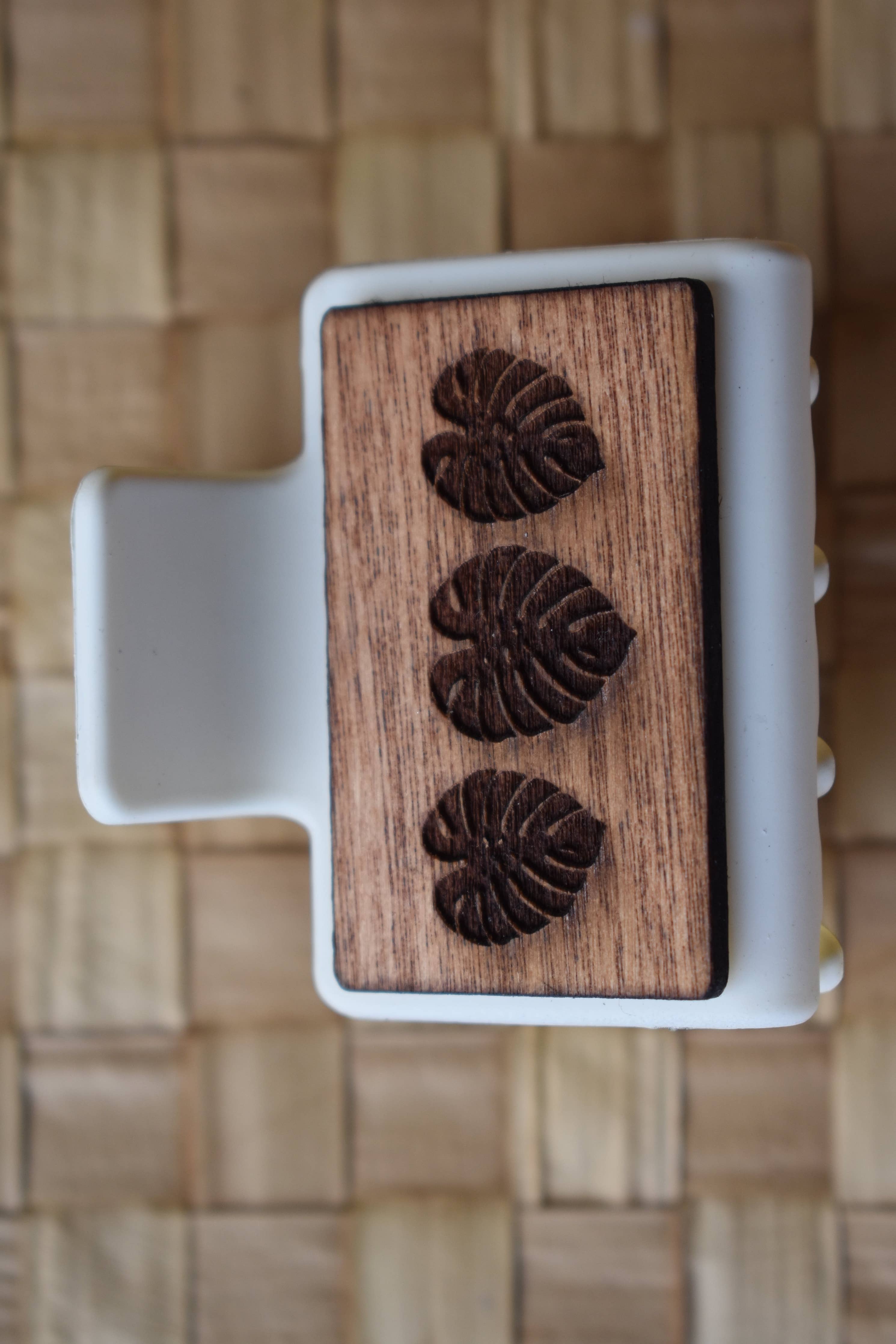 Mini Handmade Wood Engraved Hair Clip