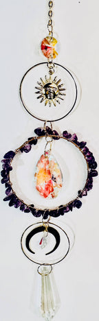 Long Amethyst Crystal Suncatcher