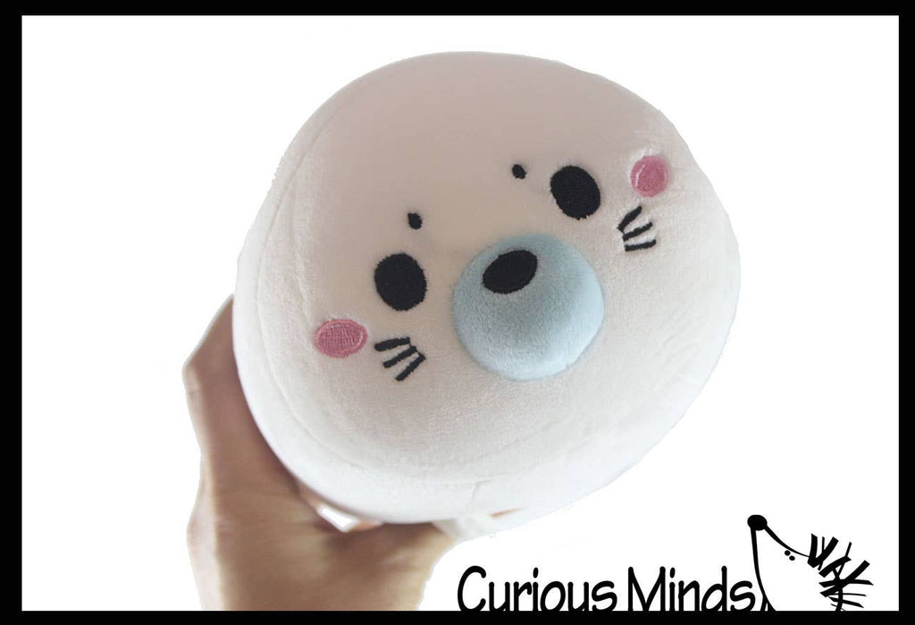 Chubby Plush Harp Seal Stuffed Animal Toy - Soft Squishy Rol
