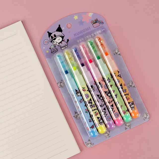 Sanrio Highlighter with Spangle Cap 6PCS set