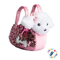 Pet Plush Set with Bag - White/Pink Doodle Dog