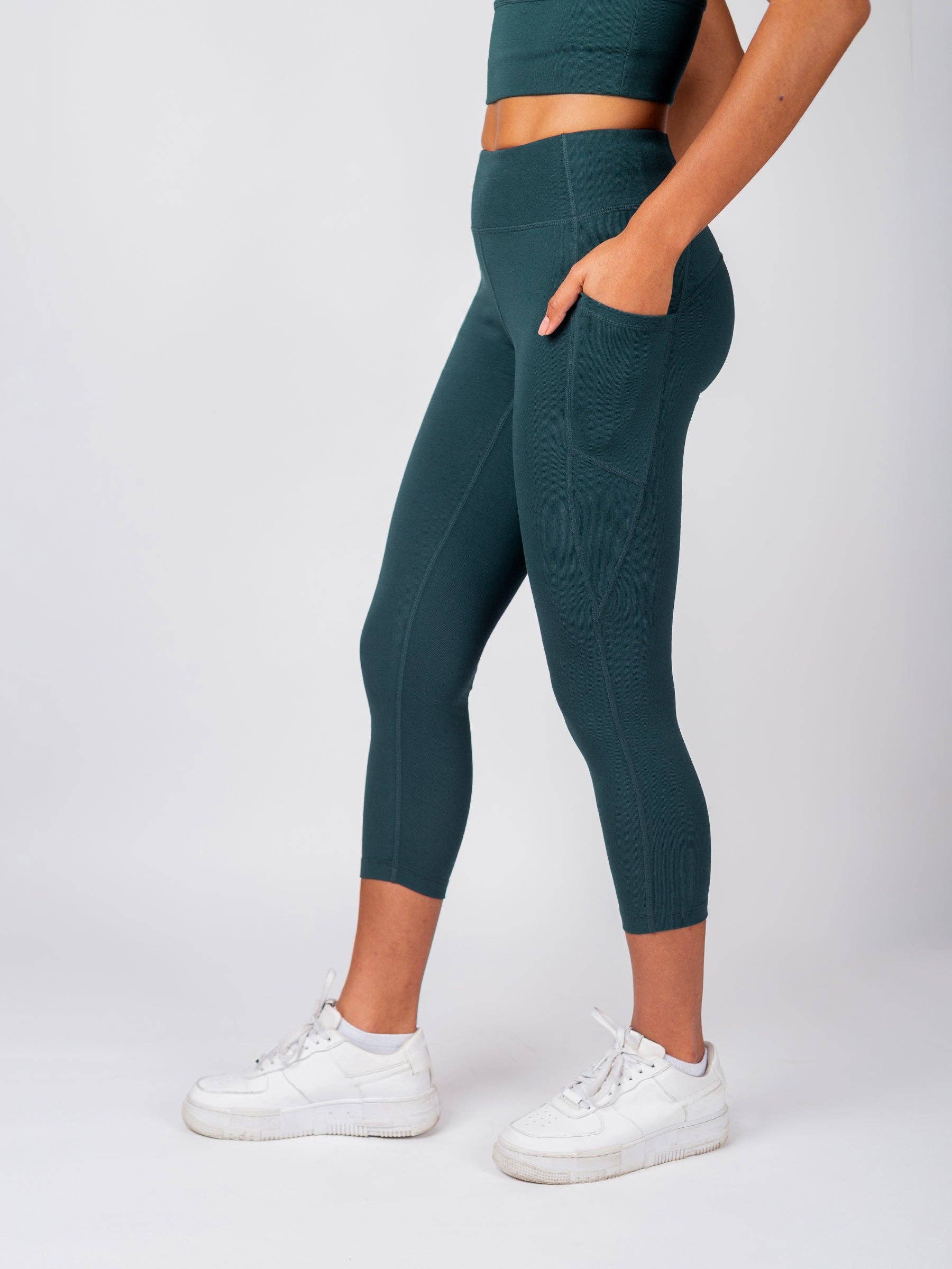 Organic Crop/Petite Leggings | Teal