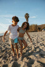 Scallop Retro Flare Boardshort / Houndstooth / Coral