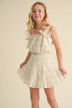 Tween girls smocked tiered skirt set