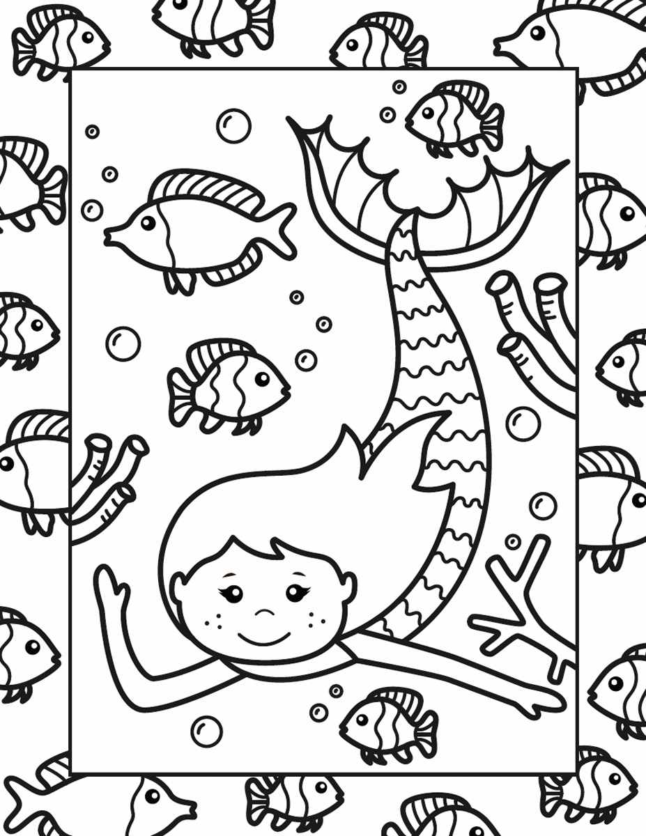 Stained Glass Coloring, Mermaids