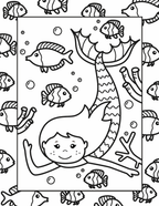 Stained Glass Coloring, Mermaids
