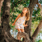 Sunset Checker Girls Shortie Bamboo Romper