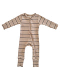 Tan/Black Stripe/ 2-Way Zip Romper