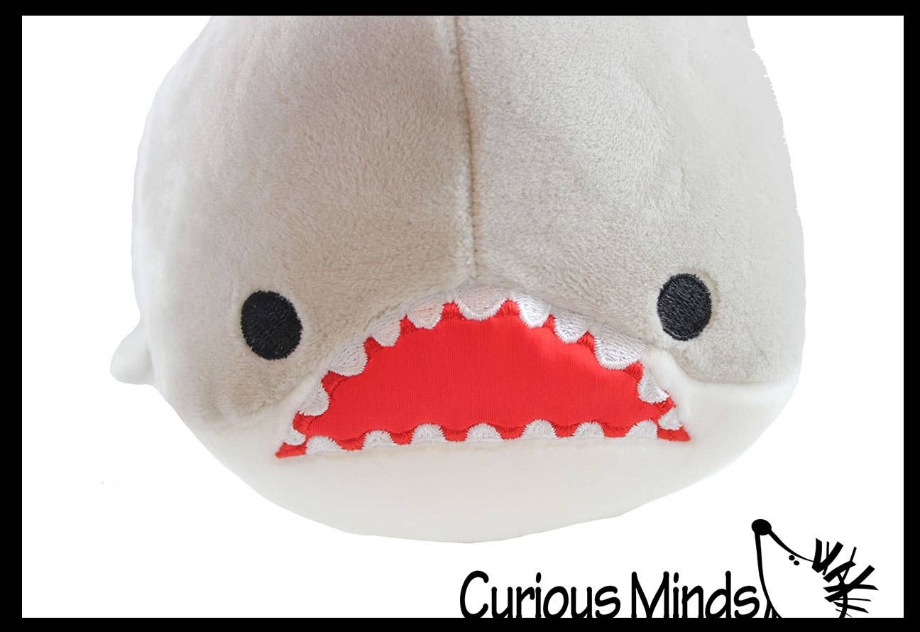 Chubby Plush Shark with Jaws Stuffed Animal Toy - Soft Squi