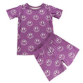 Purple Lightning Smiley Bamboo Shorts Set