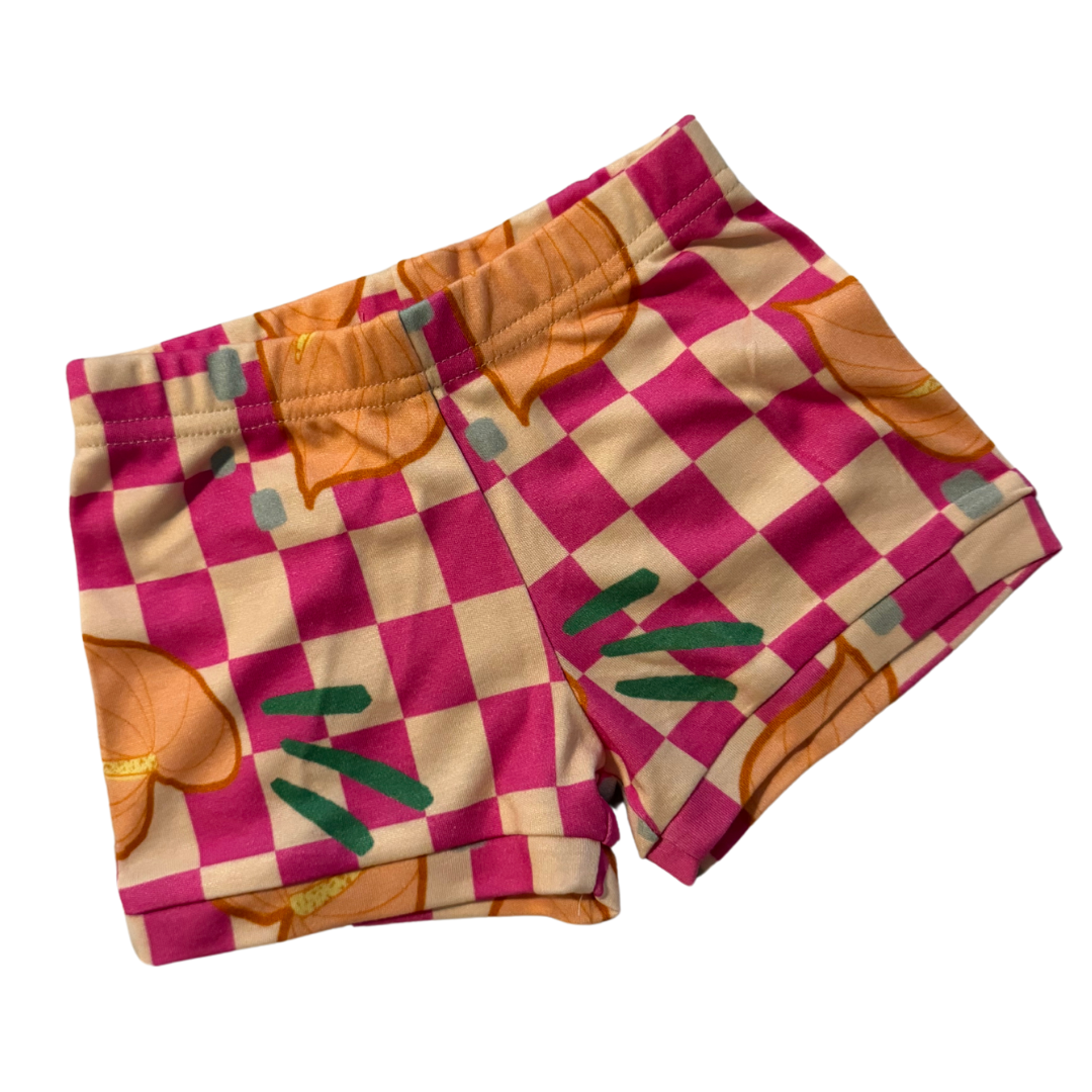 Stretch Shorties Checkered Pink Anthurium