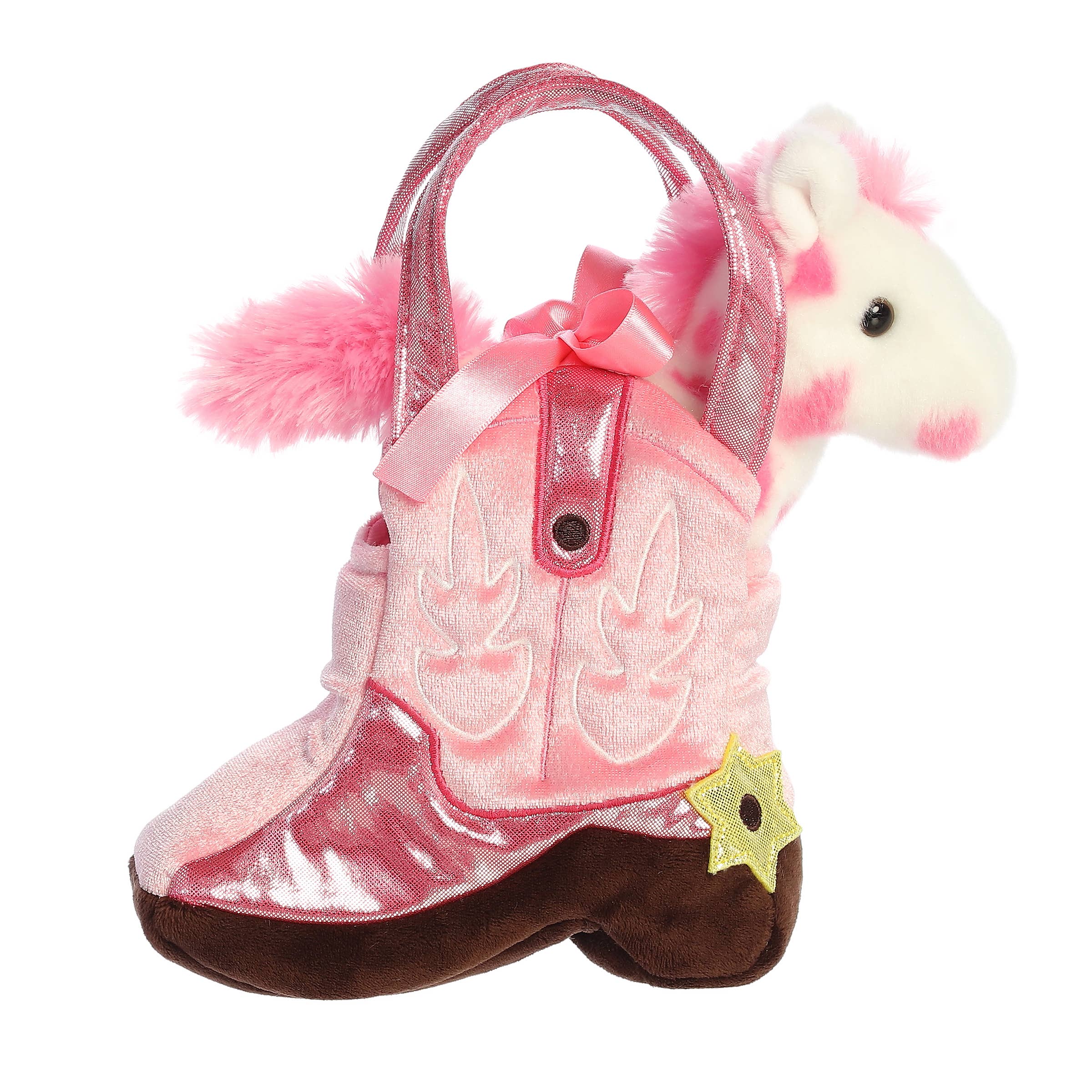 7" Horse in Pink Cowboy Boot Purse