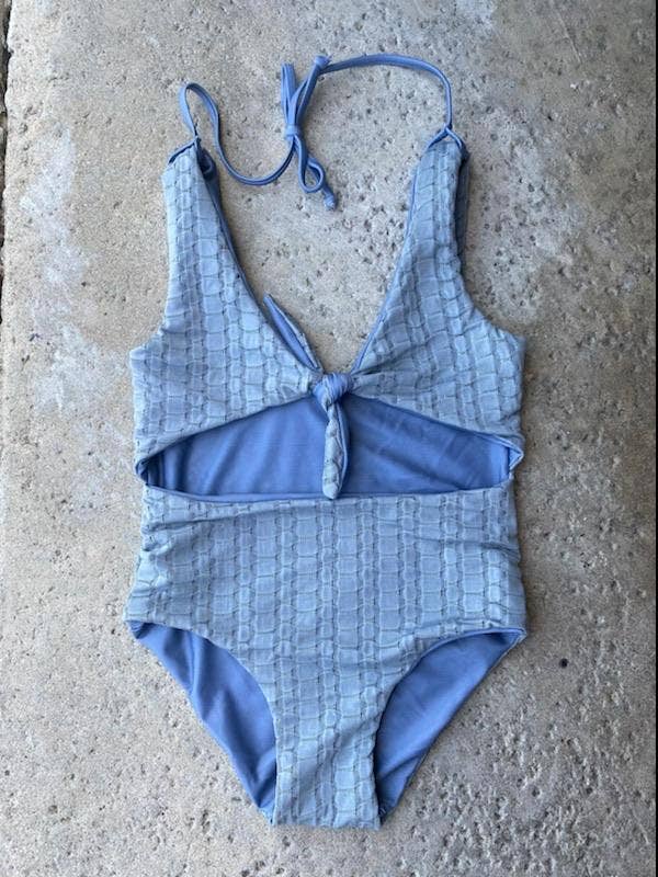 Of One Sea - Girl's Cutout One Piece in Blue Bubble