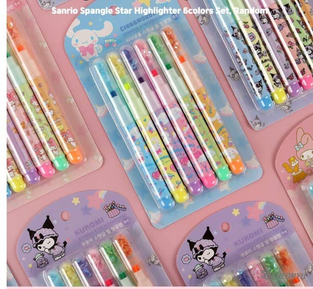 Sanrio Highlighter with Spangle Cap 6PCS set