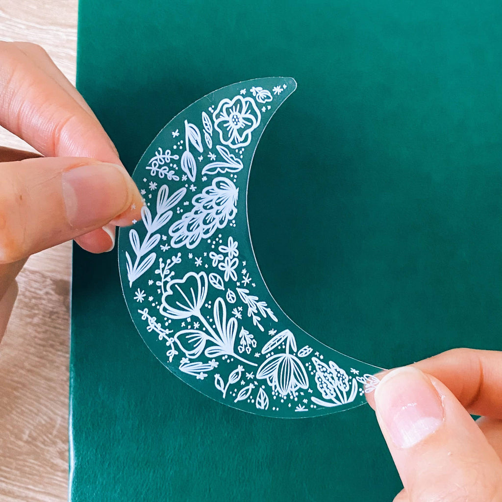 Clear Floral Moon Sticker
