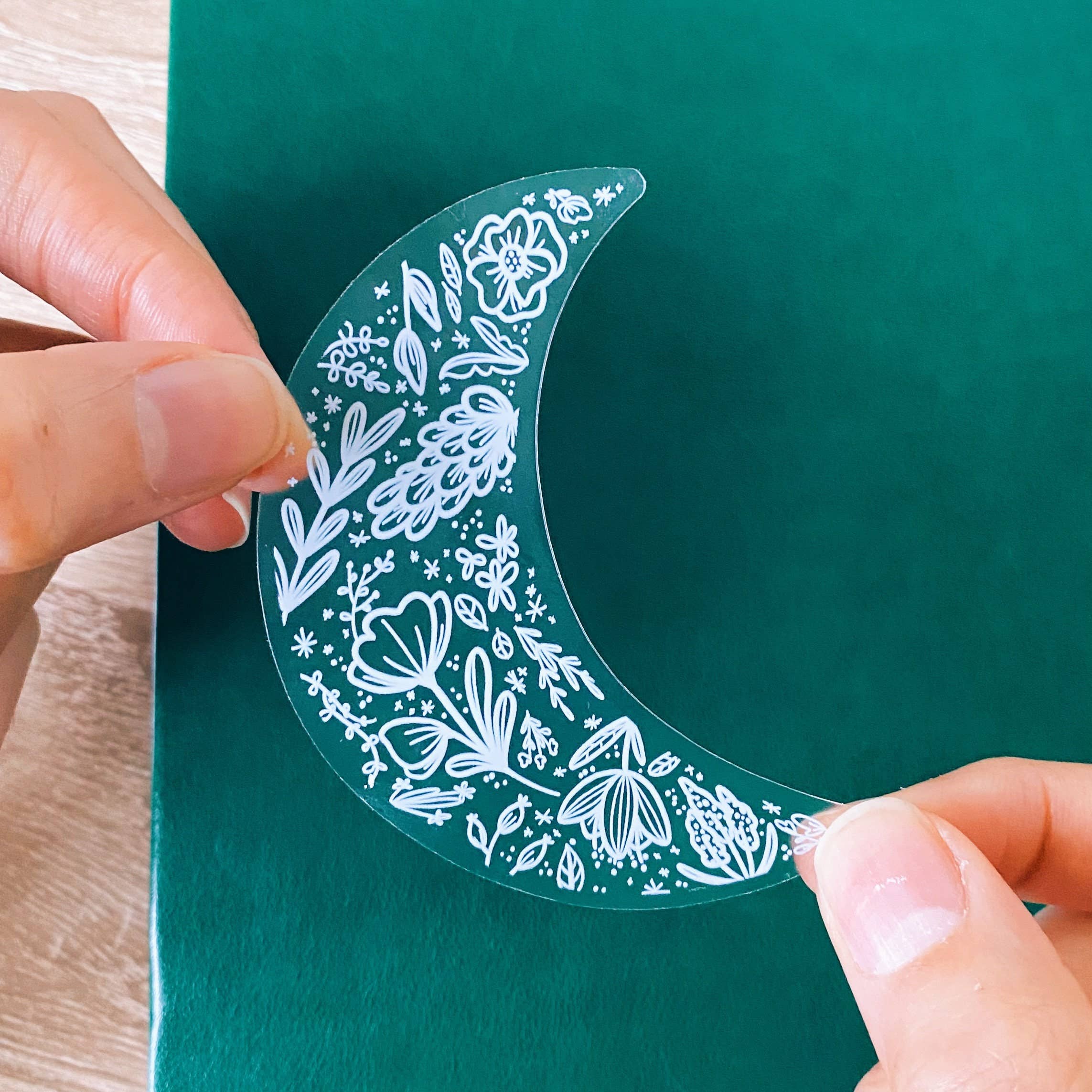 Clear Floral Moon Sticker