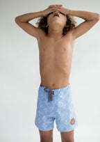 Of One Sea - Kid’s Townshort Boardshorts in Light Blue Breadfruit Bandana