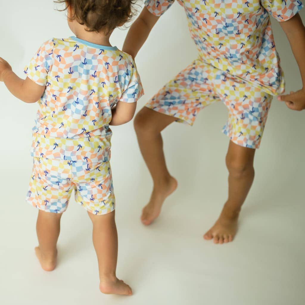 Sunset Checker Short Bamboo Pajamas