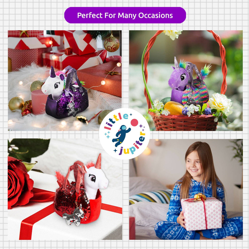 Pet Plush Set with Bag - White/Red Unicorn