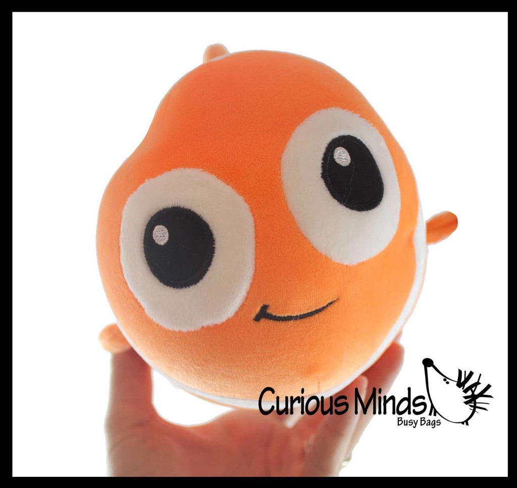 Chubby Plush Clownfish Stuffed Animal Toy - Soft Squishy Rol