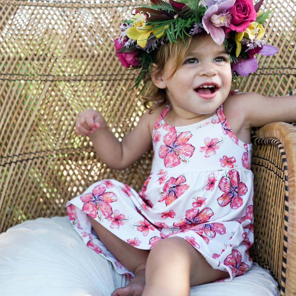 Hibiscus Kiss Bamboo Spaghetti Strap Dress