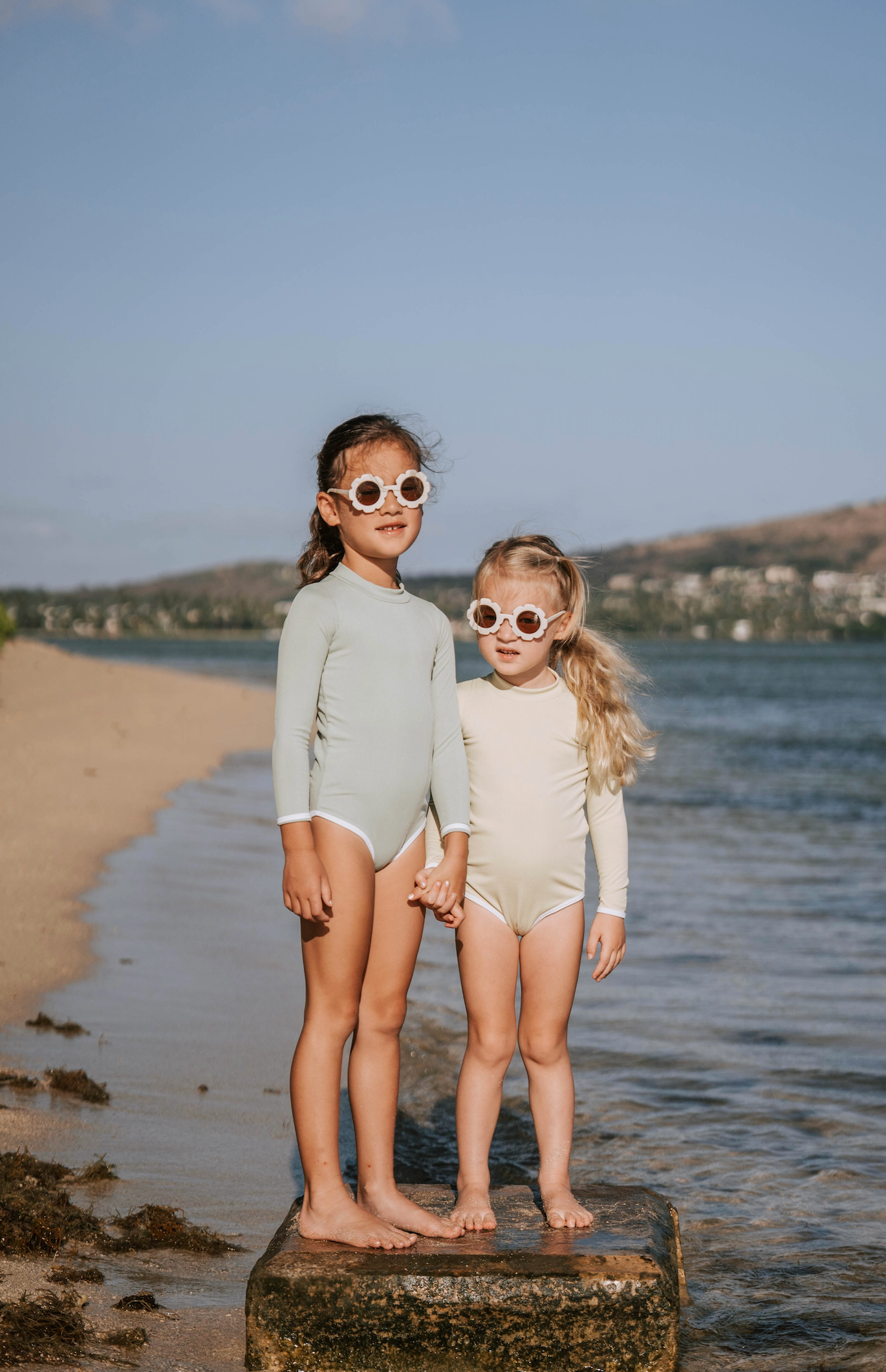 ava + oliver - Girls Rashguard Onesie | Honeydew