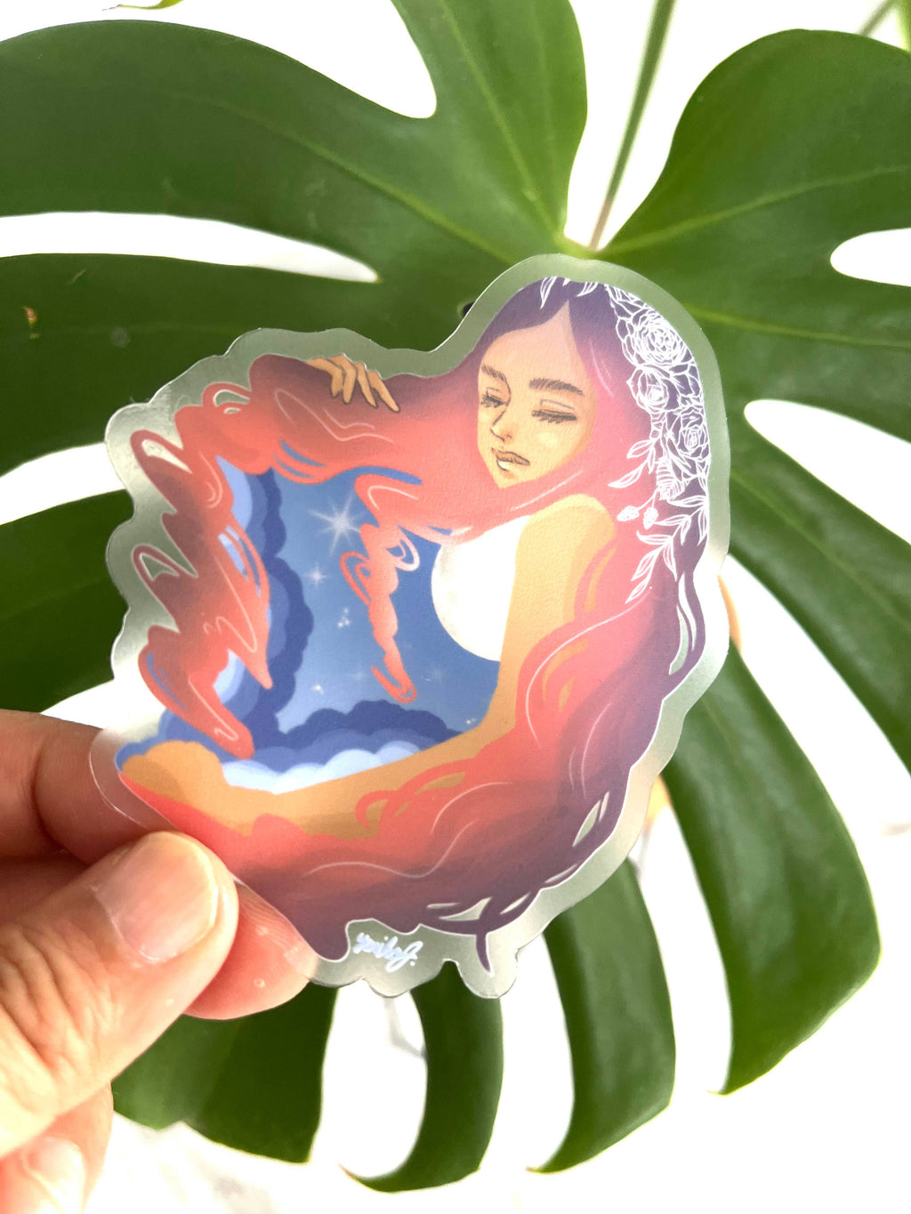 Mahina Full Moon Wahine Sticker