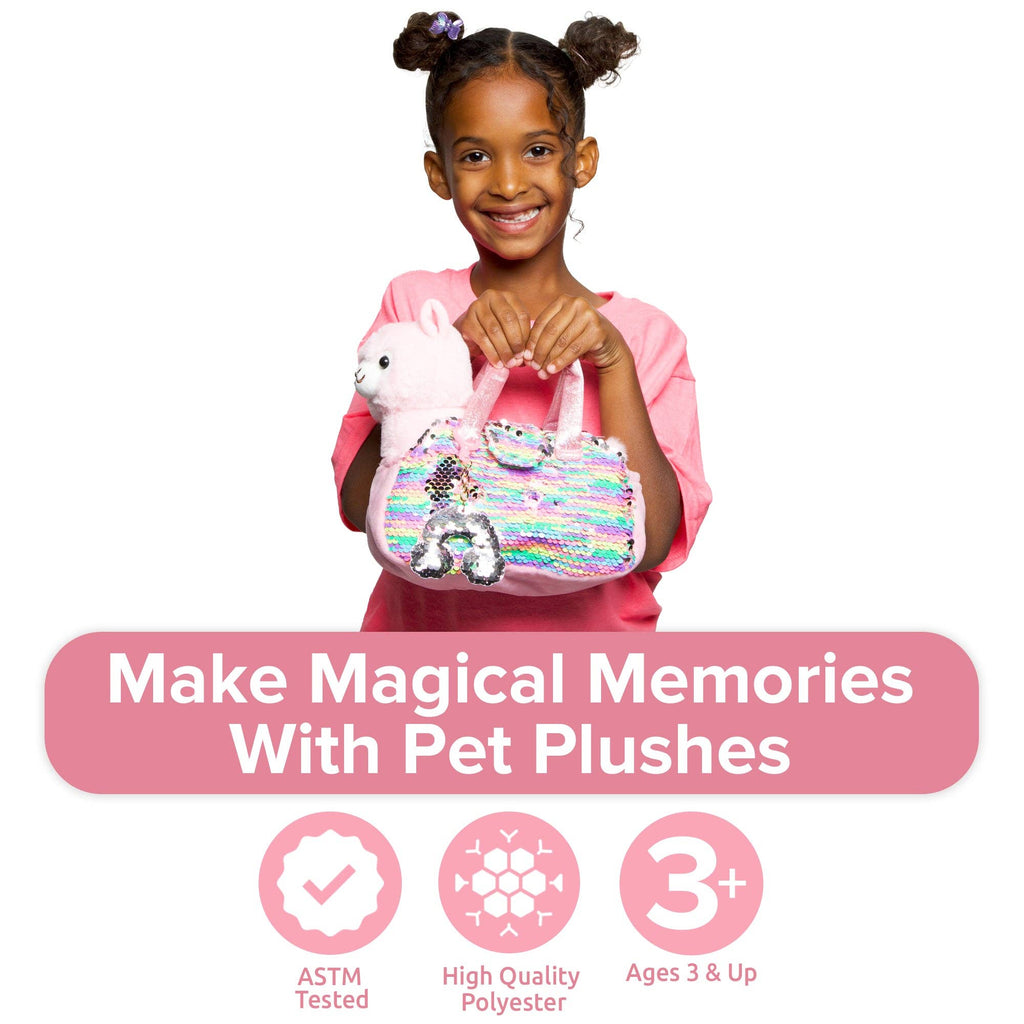 Pet Plush Set with Bag - Pink Llama Bag