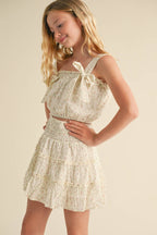 Tween girls smocked tiered skirt set
