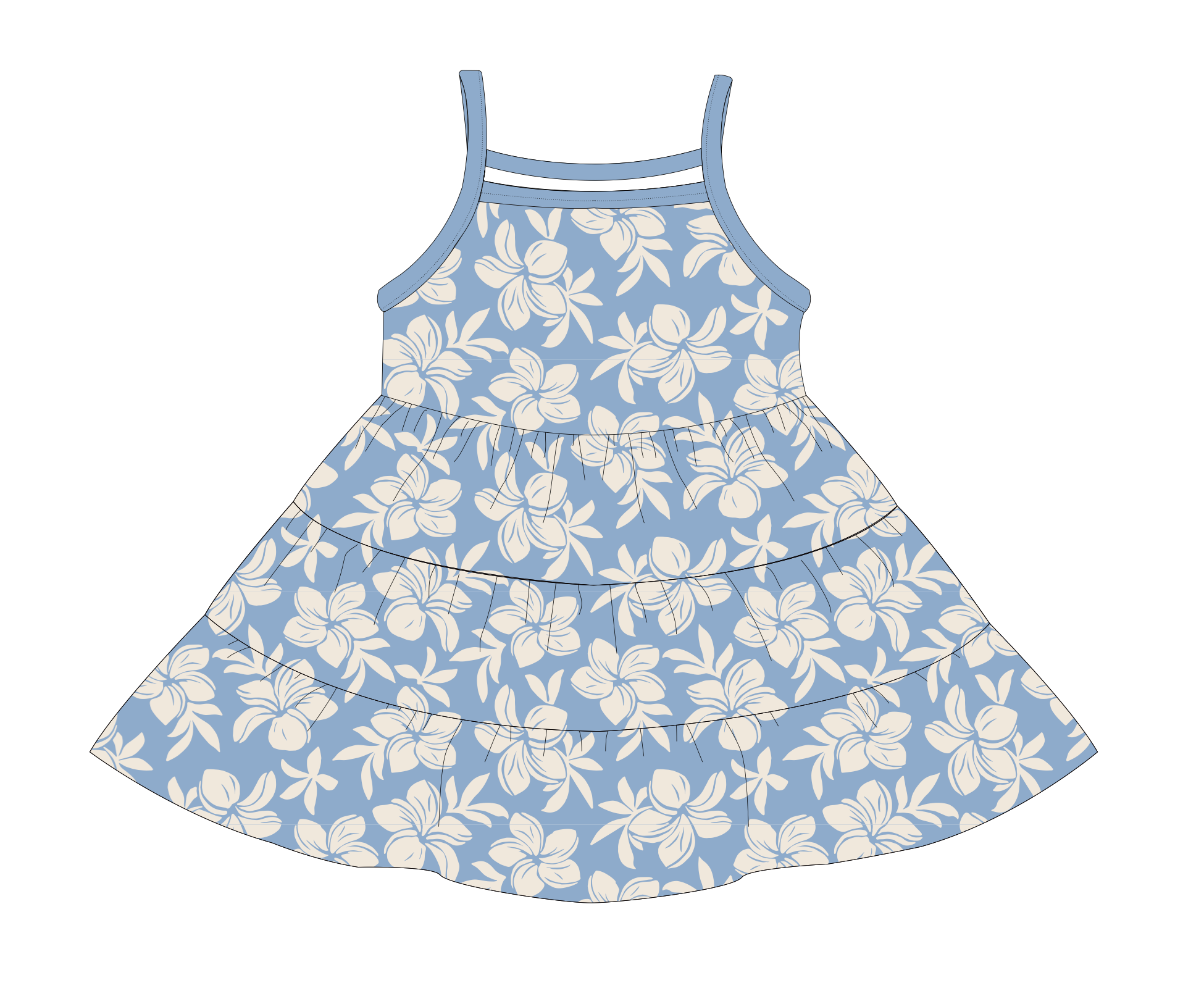 Plumeria Dreams Bamboo Ruffle Tier Dress