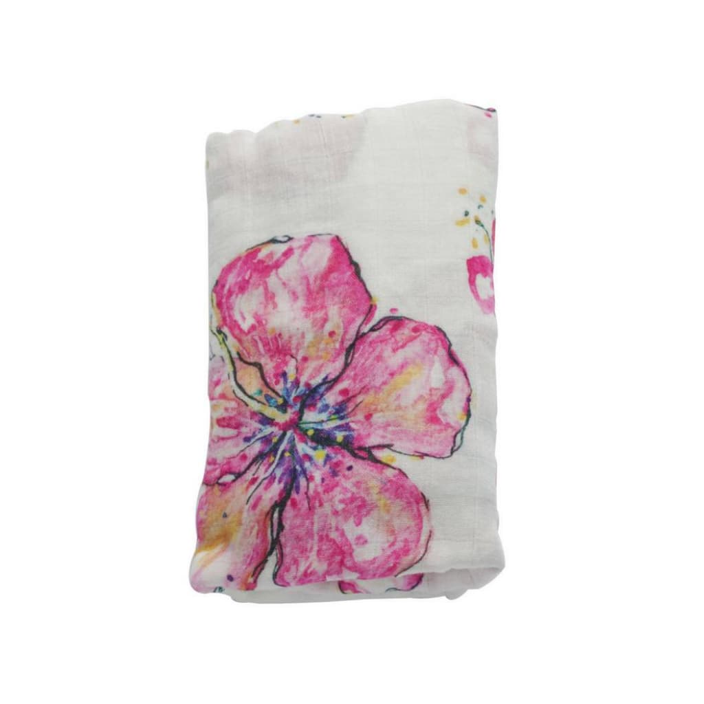Hibiscus Kiss Muslin Baby Swaddle Blanket