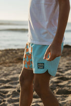 Scallop Retro Flare Boardshort / Houndstooth / Coral