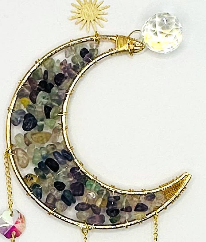 Suncatchers - Crescent Moon with Stones