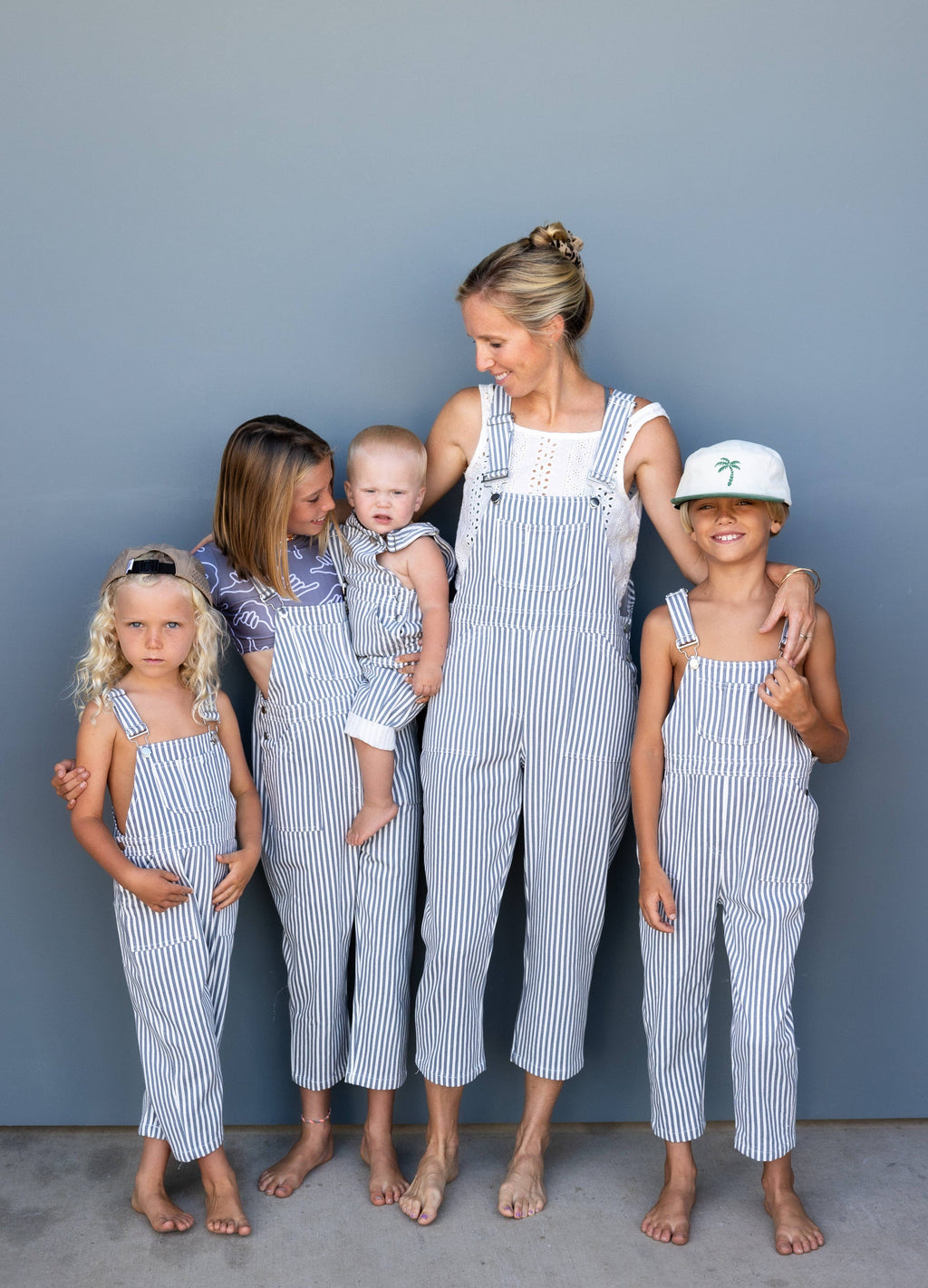 Of One Sea - Kid's Denim Overalls in Pinstripe