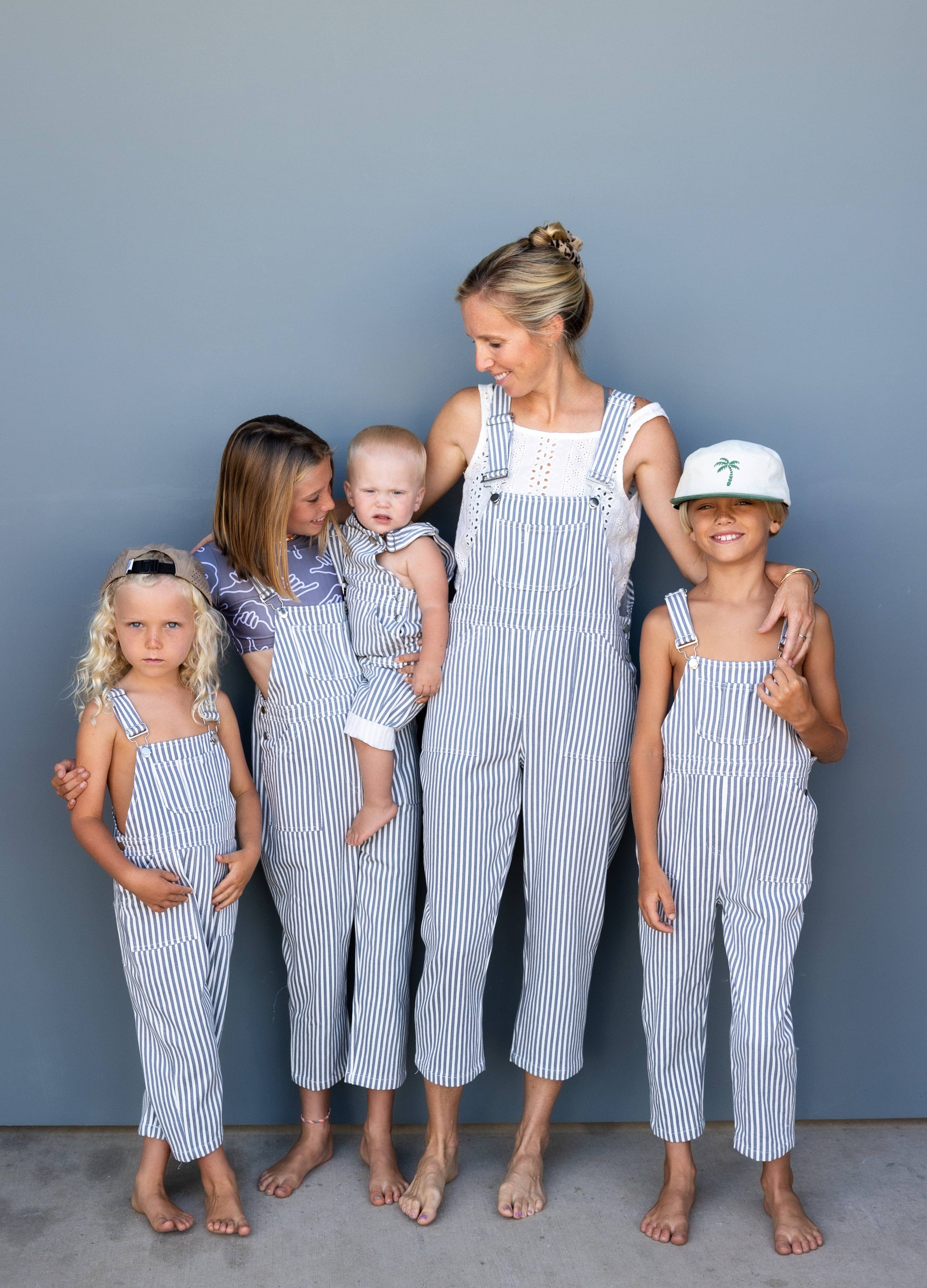 Of One Sea - Kid's Denim Overalls in Pinstripe