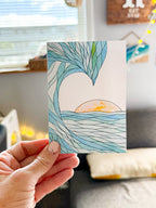 Wave and Sun Watercolor Card