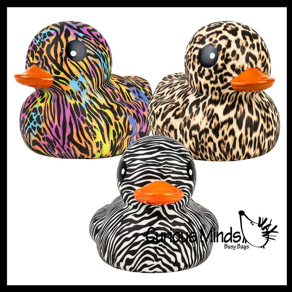 Jumbo Animal Print Rubber Ducks - Rubber Duckies - Cute No