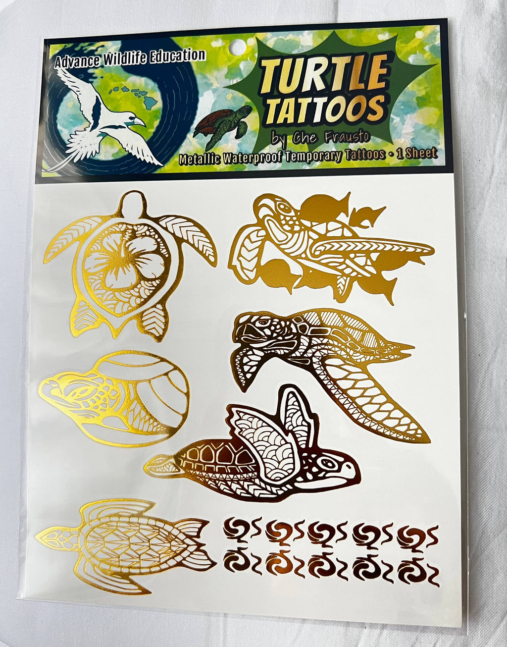 Sea Turtle Temporary Tattoos (Gold Metallic)
