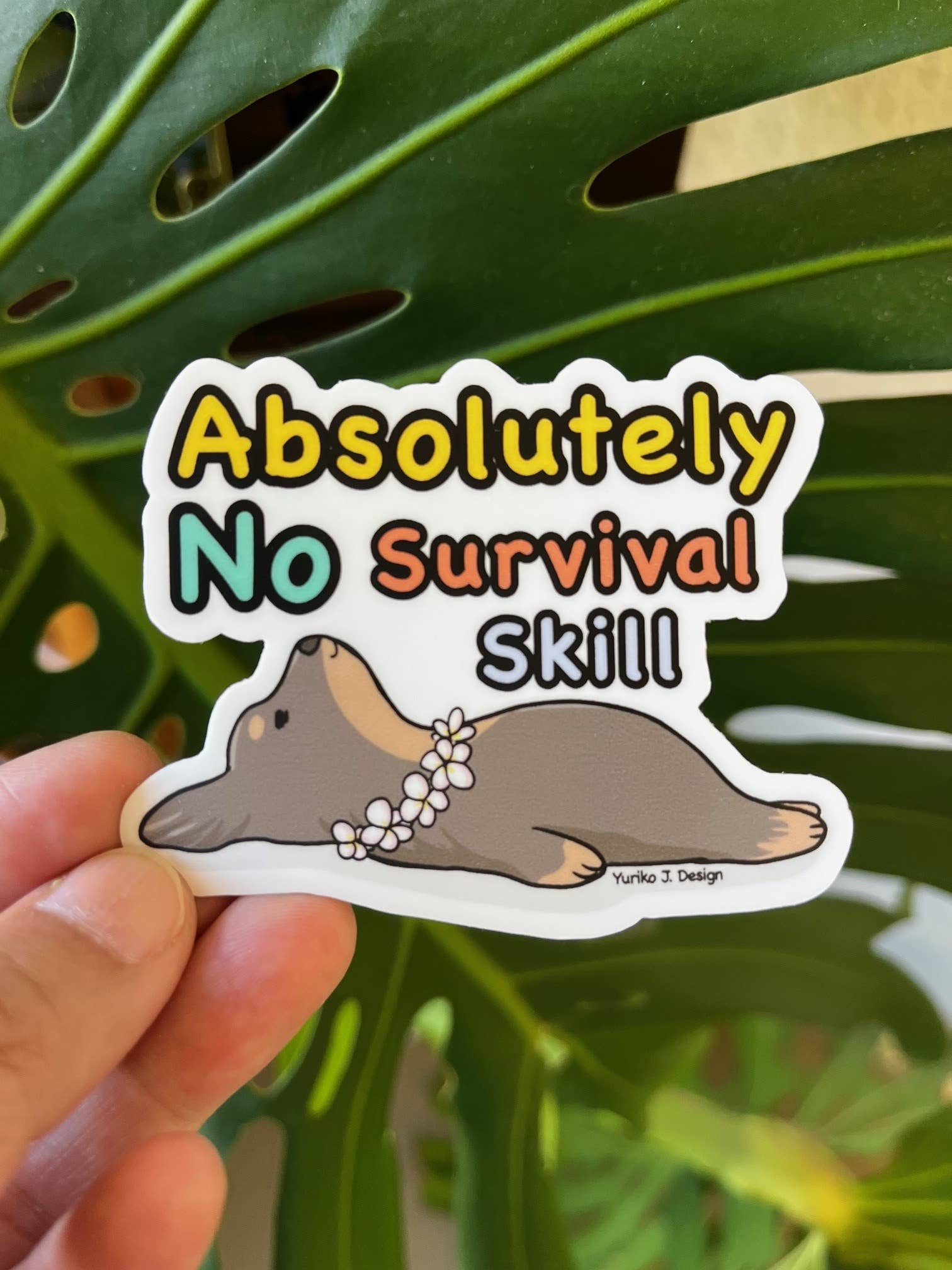 "Absolutely No Survival Skill" Dog Sticker
