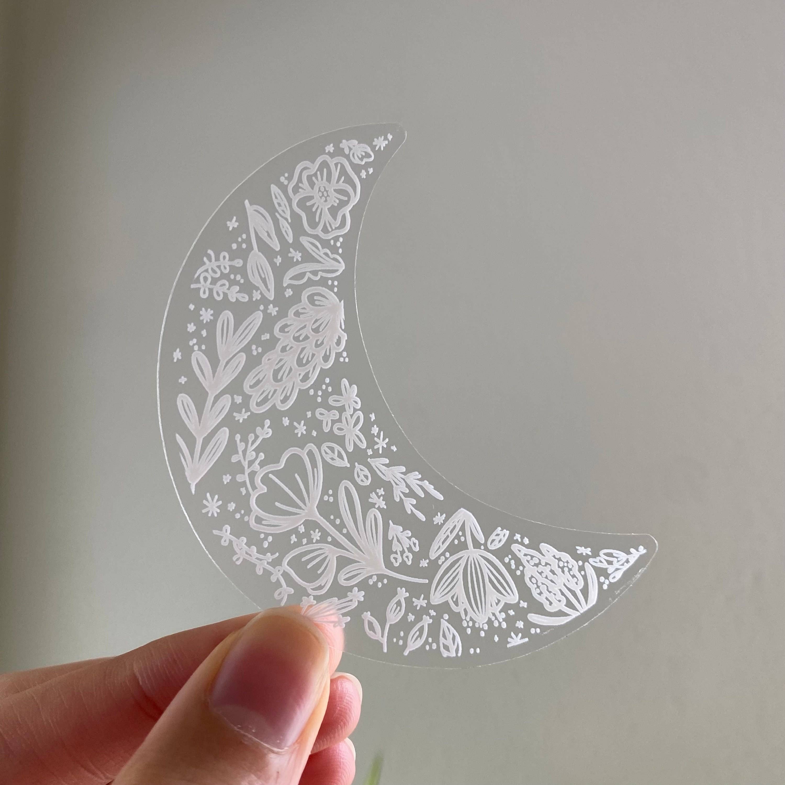 Clear Floral Moon Sticker
