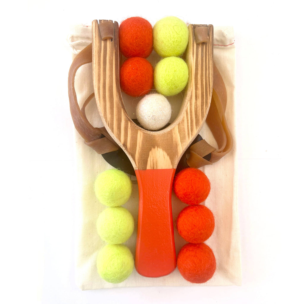 Pop Color Wooden Slingshots w/ Glitter Ball