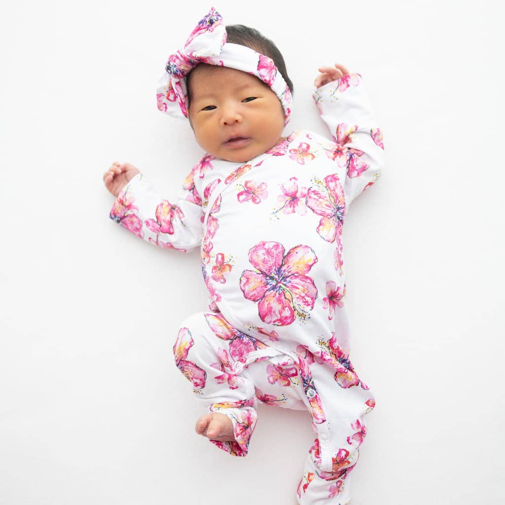 Hibiscus Kiss Bamboo Newborn Wrap Coverall