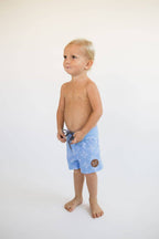 Of One Sea - Kid’s Townshort Boardshorts in Light Blue Breadfruit Bandana